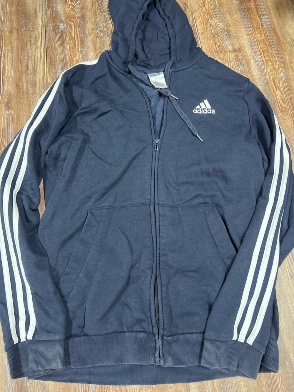 Y2K Adidas navy blue zip up hoodie Size L